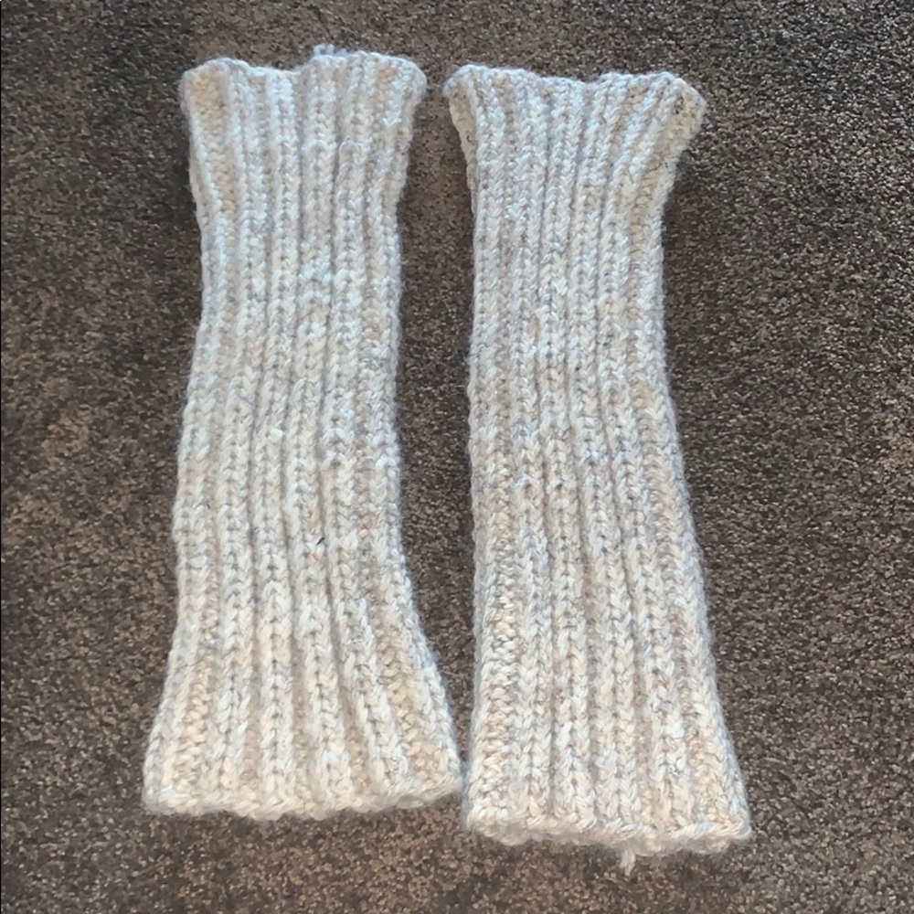 Hand knit cream leg warmers